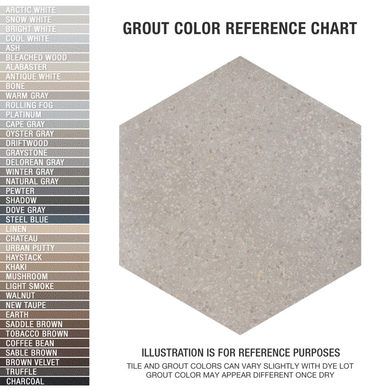Palazzo Hex 14" x 16" Porcelain Stone Look Singular Floor and Wall Tile, Ash