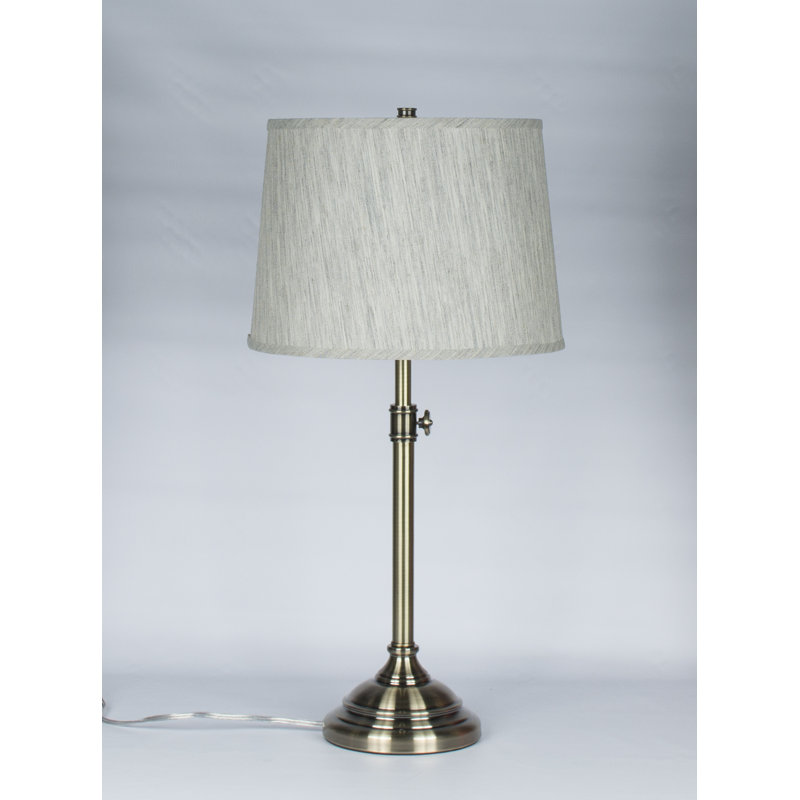 Caitlynne Metal Table Lamp, Gray Linen, Antique Brass