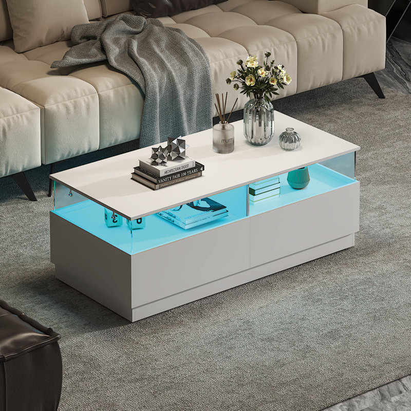Coffee Table with Storage, White