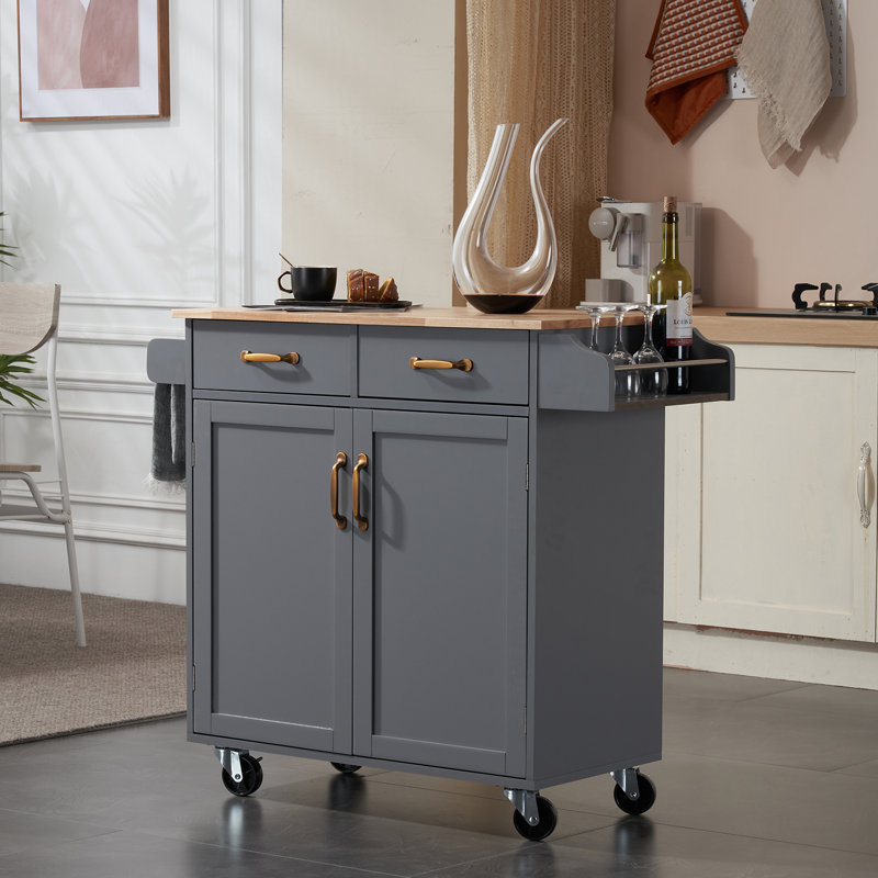 Amedeu Solid Wood Top Kitchen Cart