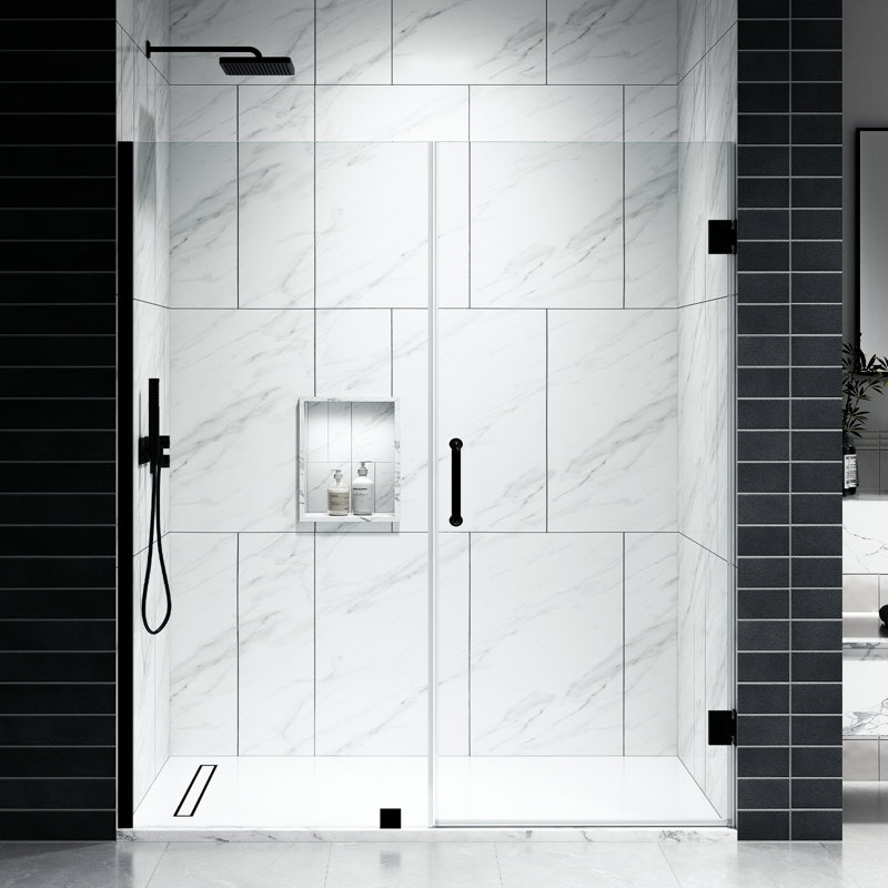EV 50" - 51" W x 72" H Frameless Wall-Hinged Glass Shower Door with 3/8" (10 mm) Thick Clear Tempered Glass, Adjustment Uneven Walls