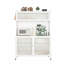 Grand garde-manger blanc avec portes en verre et tablettes réglables pour un rangement polyvalent et une esthétique moderne