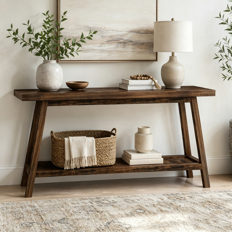 2-Tier Sofa Table,Console Table, Brown