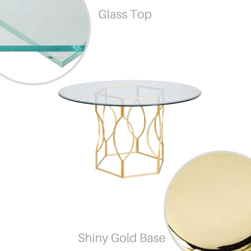 Killough Round Glass Top Metal Base Dining Table