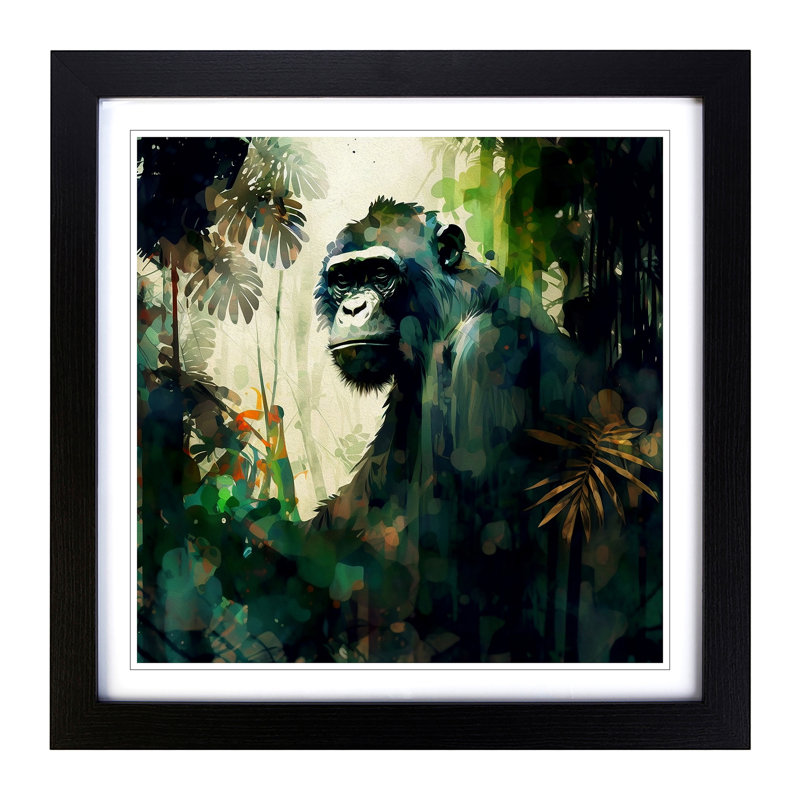 Jungle Gestural Art - Framed Print, Black