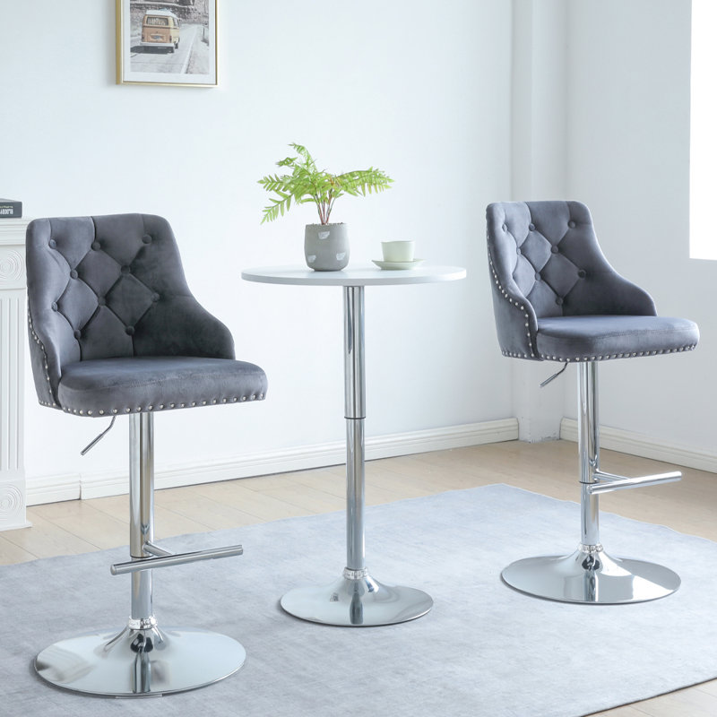 Cano Swivel Upholstered Adjustable Height Counter Stool, Grey