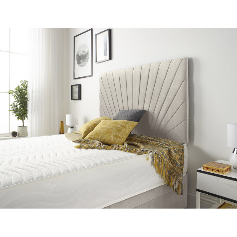 Sealcove Etheral Velvet Divan Bed Base with 32" Upholstered Headboard, Silver, Kingsize (5'), 2 Drawers