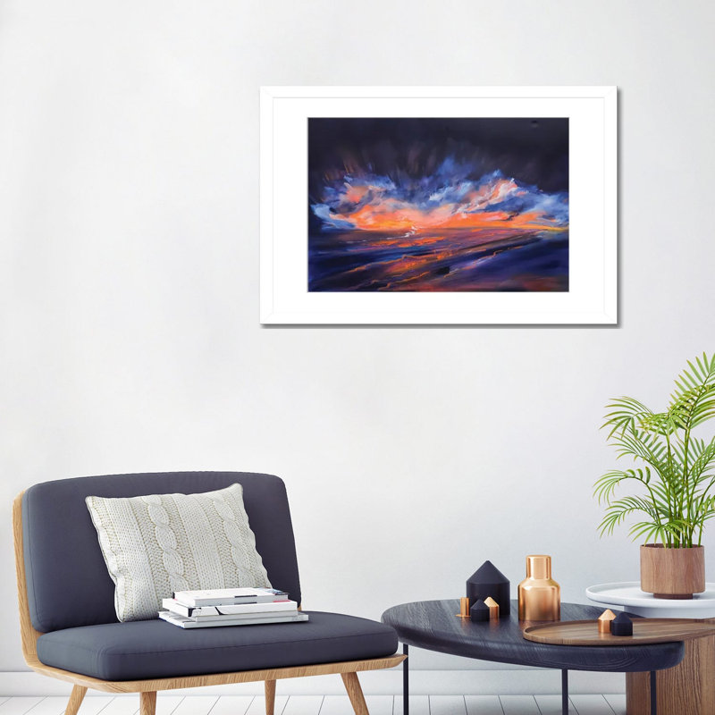 «Beyond the Dusk», impression d'art mural encadré, 32" x 24", Papier encadré, Blanc