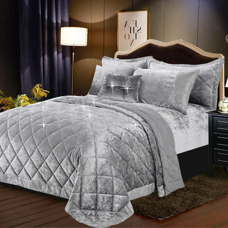 Analey Polyester Solid Colour Bedspread, 250 x 250 cm, Silver