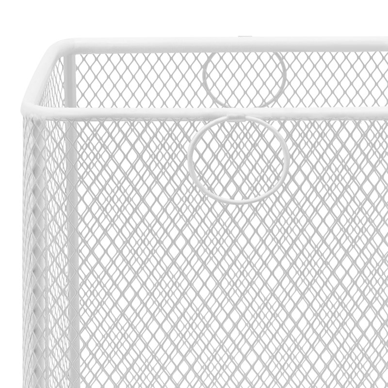 Metal Mesh Rolling Laundry Basket, White