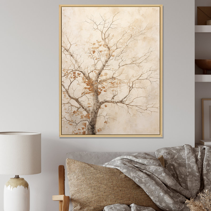 Minimalisme, érable beige solitude sur toile, Cadre naturel flottant, 20" H x 12" W