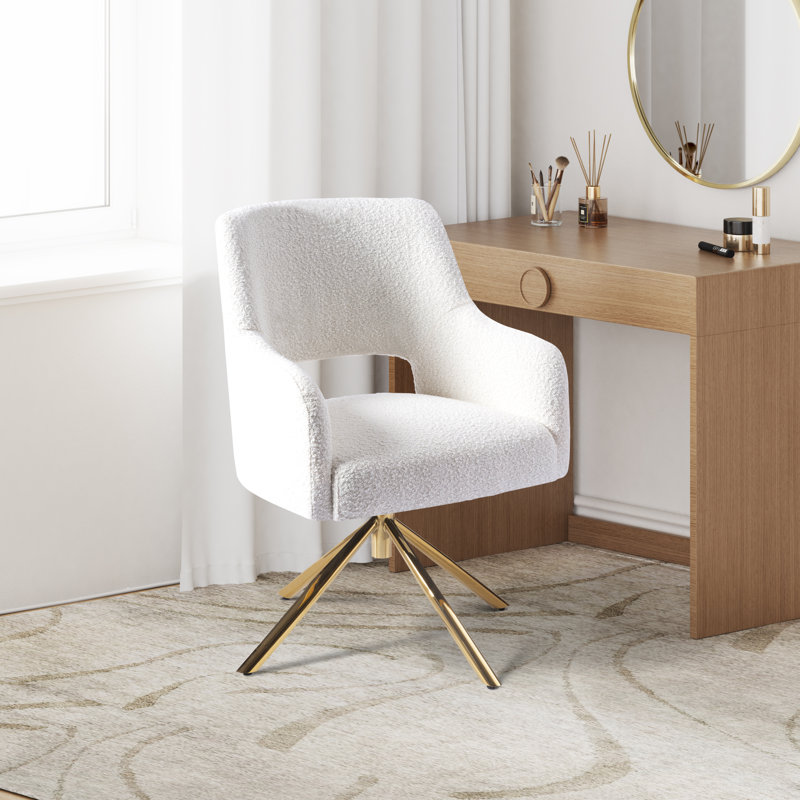 Fauteuil pivotant de 23,6 po Breann, Mélange de polyester crème