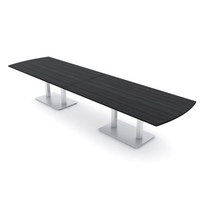 Pavert Arc Rectangle Conference Table with Double Metal Post Base