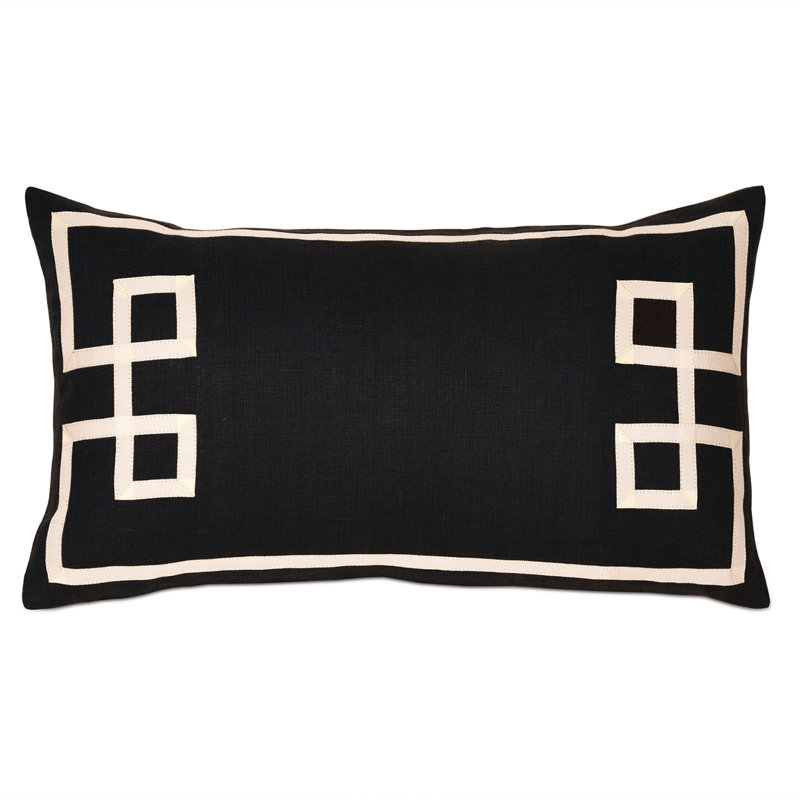 Resort Black Fret Accent Lumbar Pillow Cover & Insert