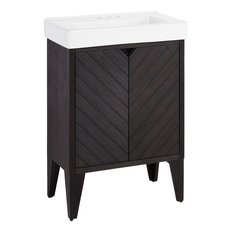 Meuble-lavabo simple 24 po avec lavabo intégré Fircrest, Gris anthracite