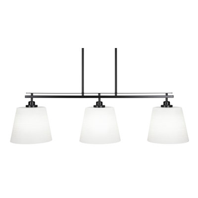 Odyssey 3 Light Island Light Shown In Matte Black Finish With 10" Matrix Glass