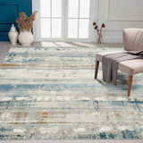 Tapis bleu/gris