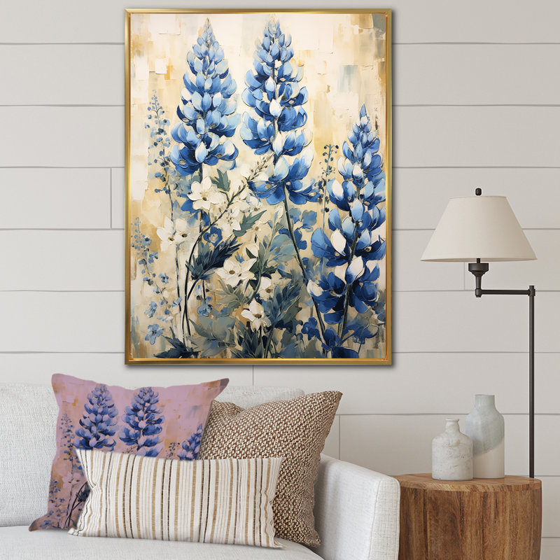 Blue Bonnets Tranquility III, reproduction d'art sur toile, Or, H 44 po x l 34 po x P 1,5 po