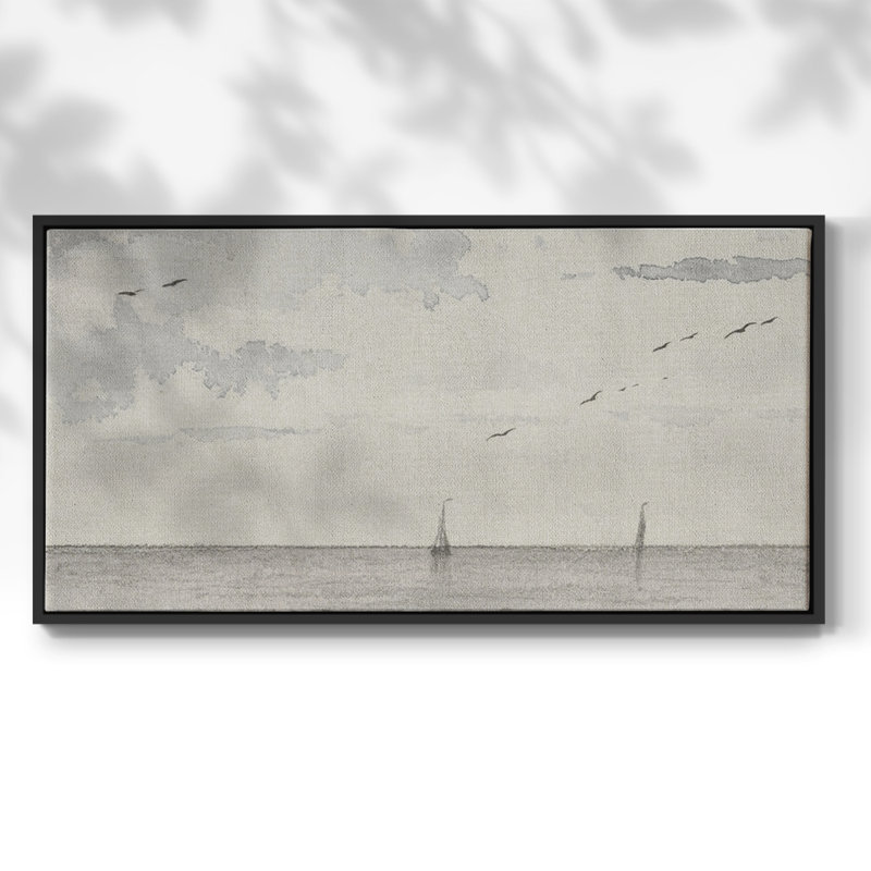 Paysage, série CDLxxiv, toile tendue avec châssis, prête à être accrochée, H 21 po x l 41 po, Noir