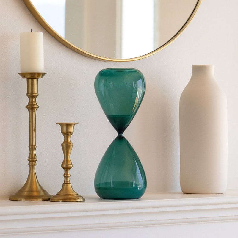 Decorative Objects for Home Decor – Modern Hourglass Sculpture for Kitchen Decor, Shelf Styling, or Decorations for Living Room – Sculptural Decorative Statues and Contemporary Sand Timer Accent