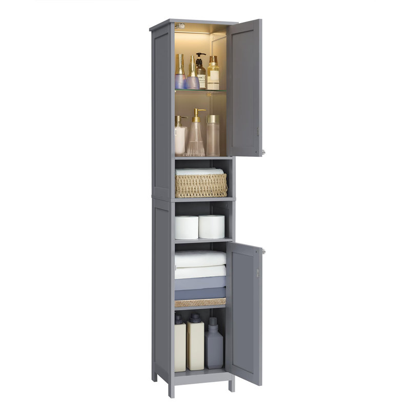 Grande armoire de salle de bain avec lumières, Gris