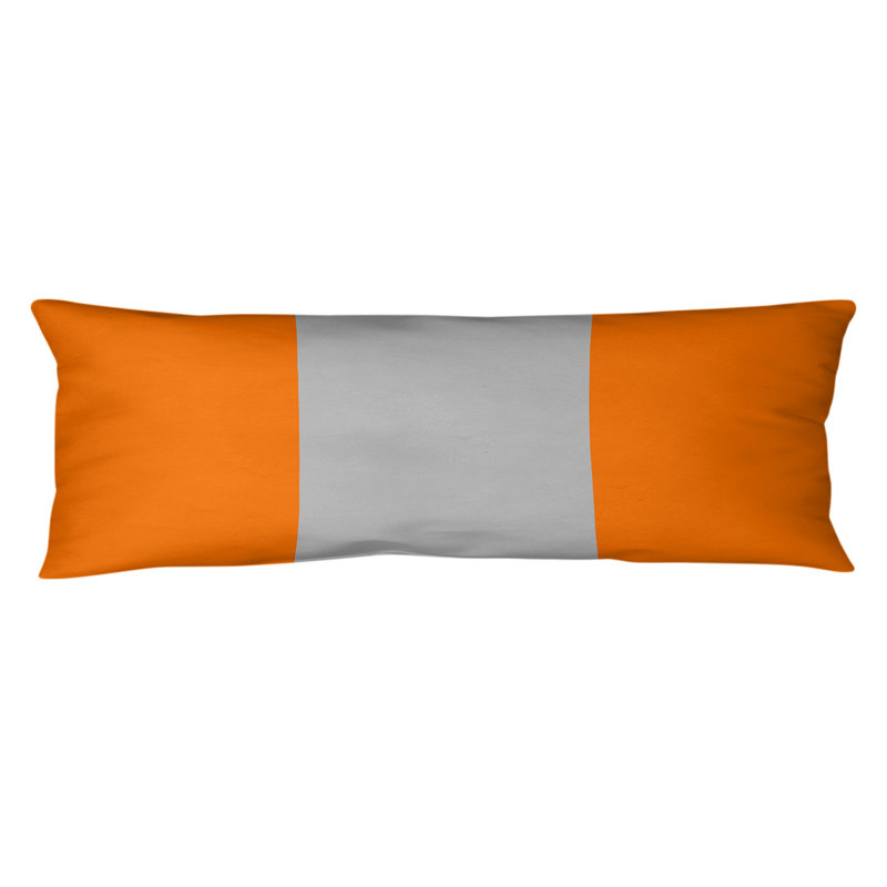 Abel Stripes Medium Polyester 20" x 54" Body Pillow, Orange/Silver/Orange
