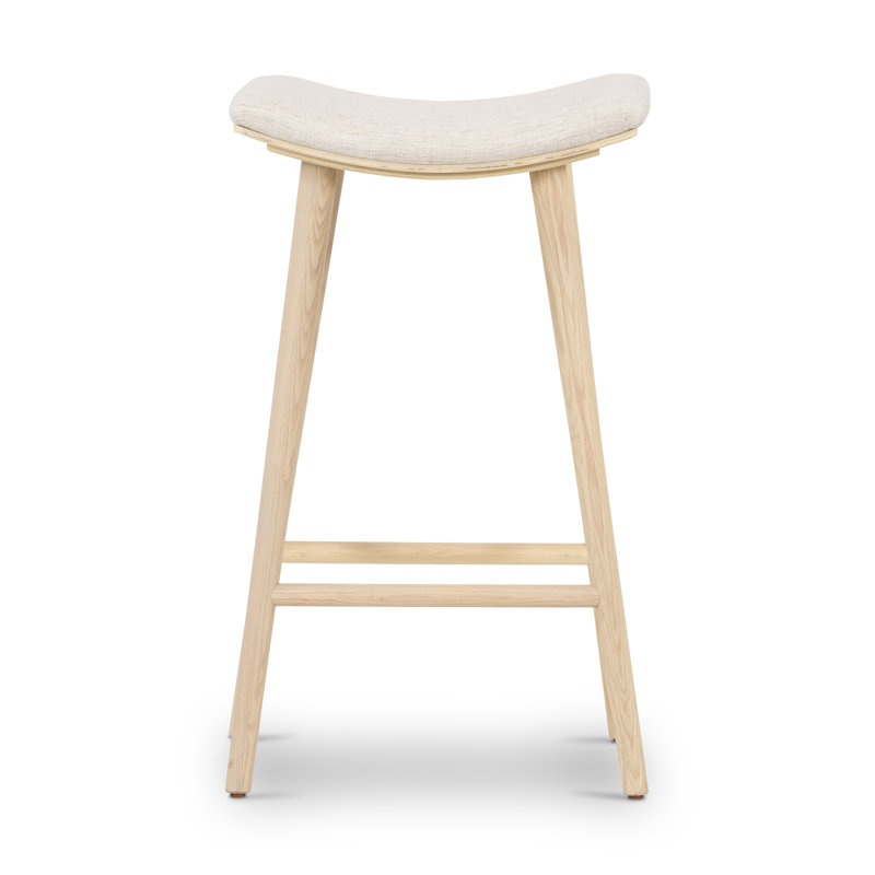 Union Wallis Belfast Solid Wood Stool, Bar Stool (30" Seat Height), Rayon/Viscose - Essence Natural/Light Parawood