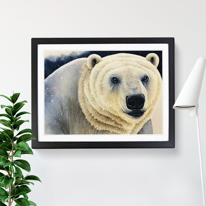 Extraordinary Polar Bear - Single Picture Frame Print, Black Framed, 34cm H x 46cm W x 2cm D