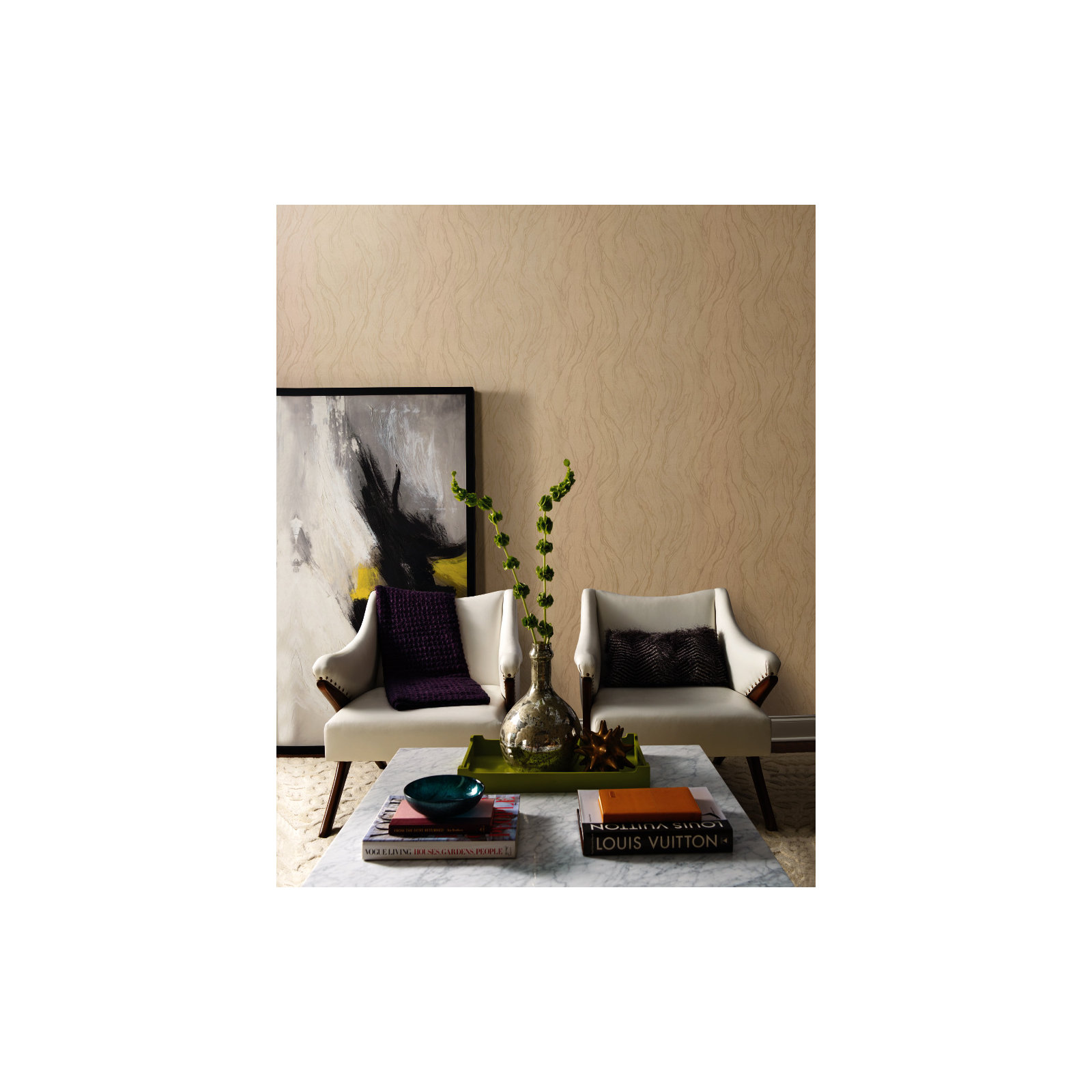 Modern Abstract Wallpaper, Beige
