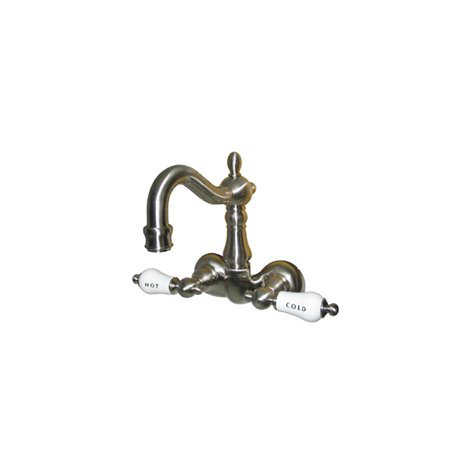 Hot Springs Double Handle Wall Mounted Clawfoot Tub Faucet, Satin Nickel
