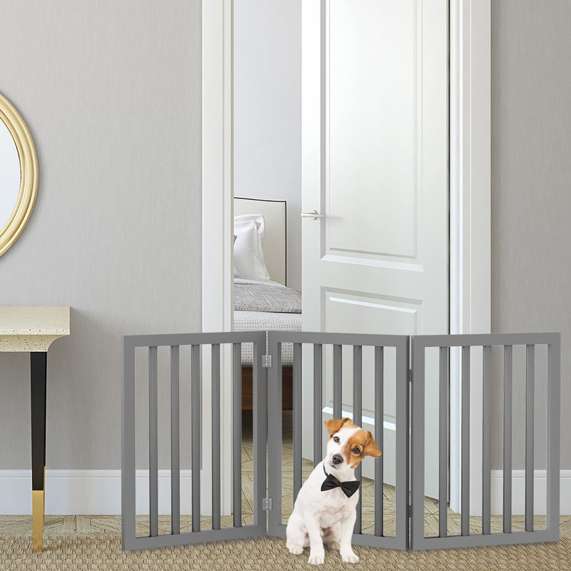 Barrière pliante pour chien à 3 panneaux pour escaliers ou portes, Gris