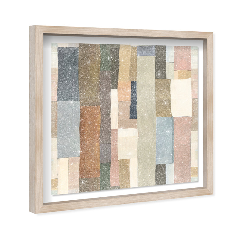 Woven Earthscape Shadowbox Abstract Print by Oliver Gal, Black Frame, 12 x 12, 25.5"H x 25.5"W, Natural Oak Frame