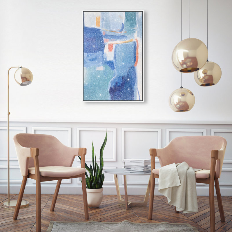 Blue Resonance II Canvas Abstract Print by Oliver Gal, Black Frame, 10 x 15, 31"H x 21"W, White Frame