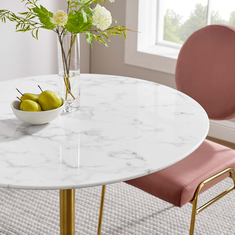 Lippa 36" Round Dining Table by Modway, Gold