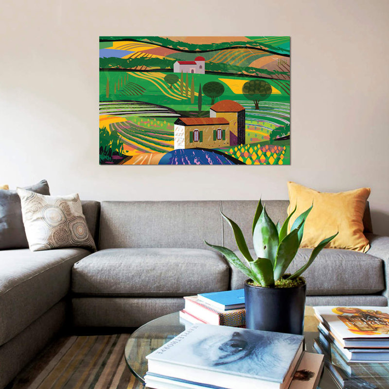 « summer fields », impression sur toile, H 8 po x l 12 po x P 0,75 po, Toile tendue, Pas de tapis