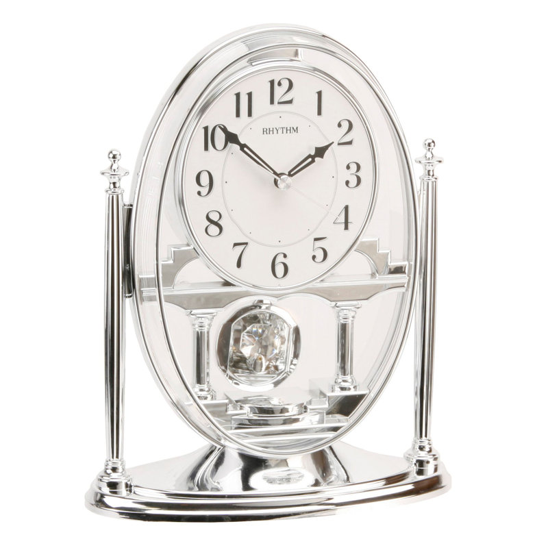 Kewaunee Quartz movement / Crystal Tabletop Clock, 24.30cm H x 19.10cm W x 3.50cm D, Silver