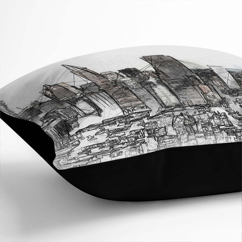 Square Cushion, 55cm H x 55cm W x 20cm D, Black