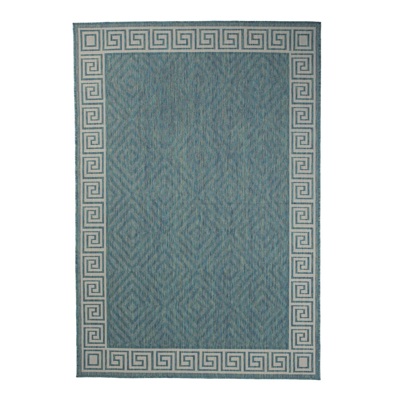 Premium Polypropylene Geometric Pattern Outdoor Rug, Rectangle 5'3" x 7'6"