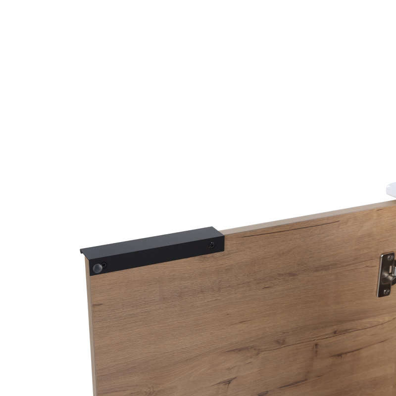 22" Wall-Mounted Single Bathroom Vanity With Ceramic Basin Sink Top, Floating Vanity with 1 Door, Imitative Oak