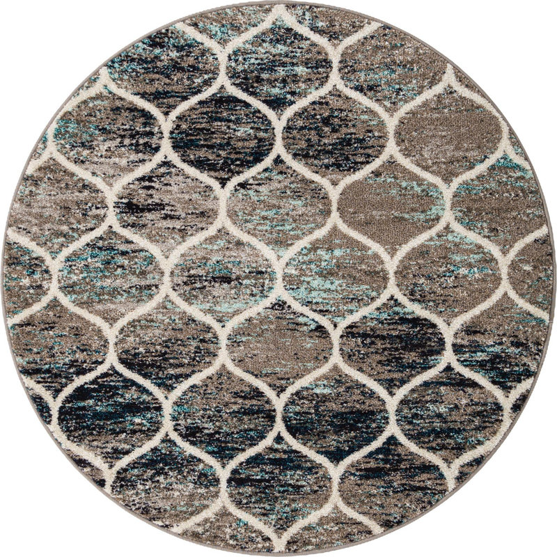 Geometric Indoor Rug, Round 5'