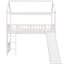 Lit mezzanine simple blanc avec glissade - élégant et pratique. Fabrication en contreplaqué. Aucun sommier tapissier requis. Outils d'assemblage inclus. Depuis plus de 6 ans. Espace de jeu spacieux, moderne et intemporel-1107151504