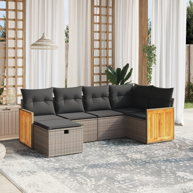 Ensemble de canapé de jardin en rotin PE Vidaxl, acier thermolaqué, polyester
