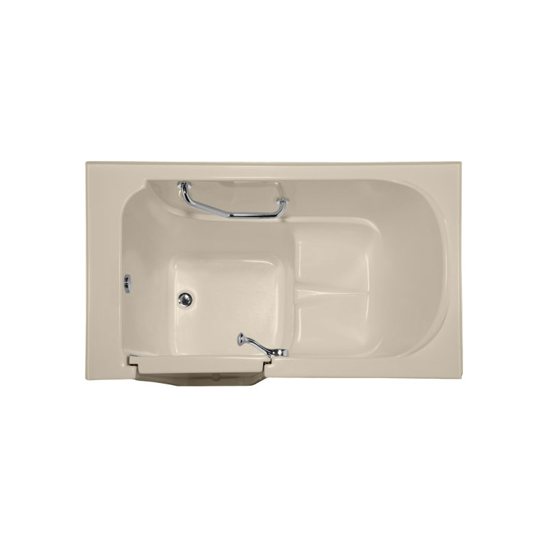 Walk-In Tub Life Style 52" x 30" Walk in Air Acrylic Bathtub with Integrated Seat, Biscuit, Polished Chrome