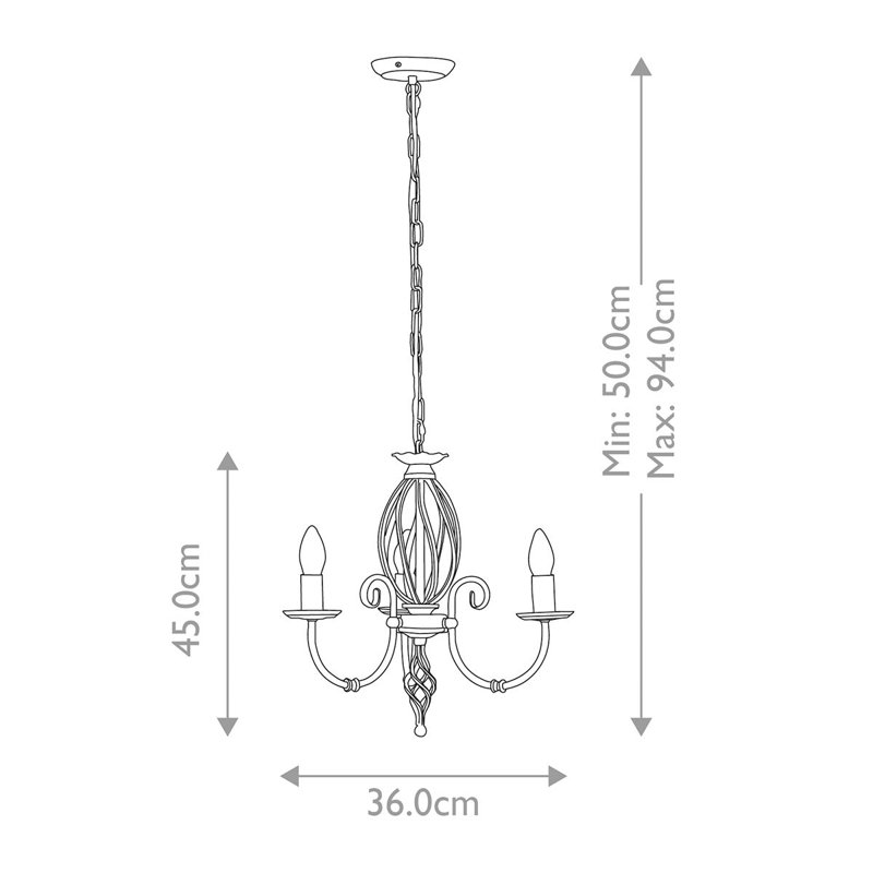 Wannamaker 3 - Light Candle Style Chandelier, Brass