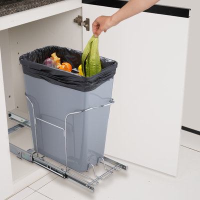 VEVOR Pull-Out Trash Can, 29L Single Bin Incluede, Under Mount Kitchen Waste Container With Slide, Handle And Door Mounting Kit