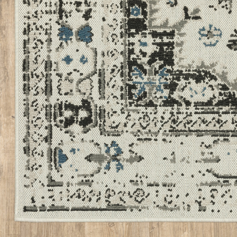 Tapis d'intérieur / extérieur beige / gris Dylen, Rectangle 7 pi 10 po x 10 pi