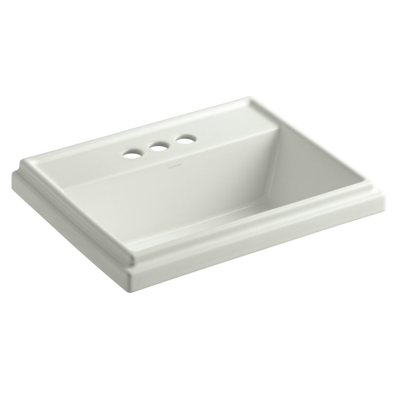 Tresham Ceramic Rectangular Drop-In Bathroom Sink with Overflow, Thunder Gray, 4'' Centerset