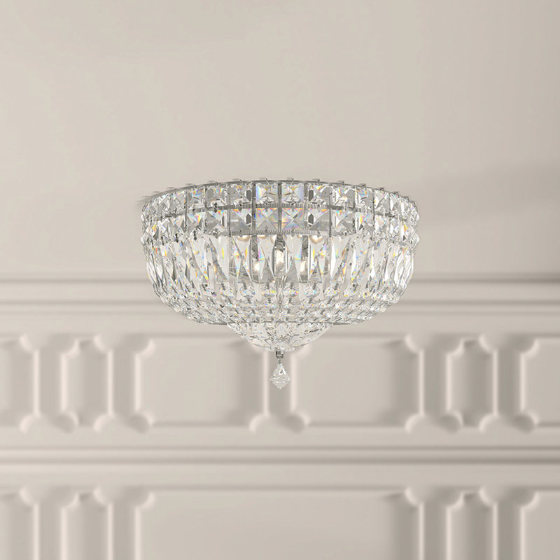 Petit Crystal Deluxe 5 Light 12in x 8in Flush Mount in Silver with Clear Radiance Crystals, Czech, Silver