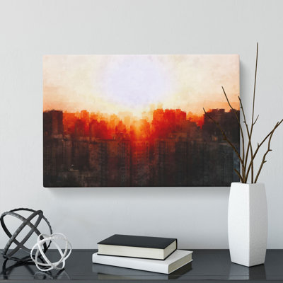 Beijing Skyline At Sunset Painting - Wrapped Canvas