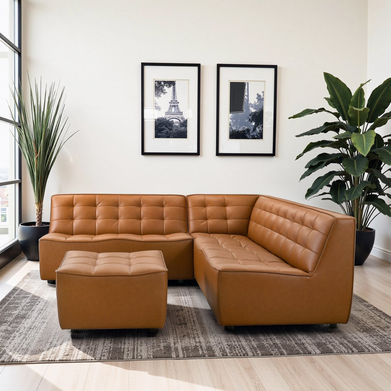 Canapé modulaire de coin avec repose-pieds Selen Comfy & Chic